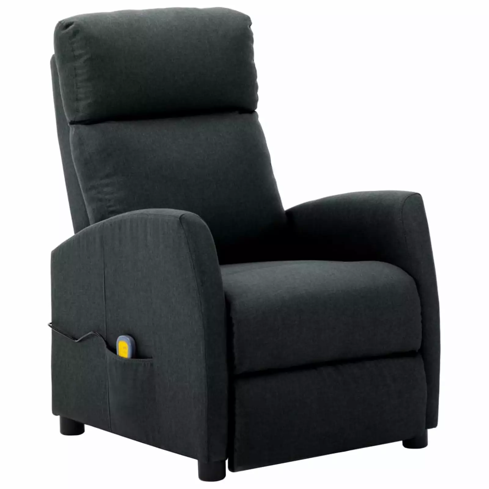 Anself Massage Reclining Chair Extended Footrest and Backrest Fabric Recliner Dark Gray Elderly Living Room