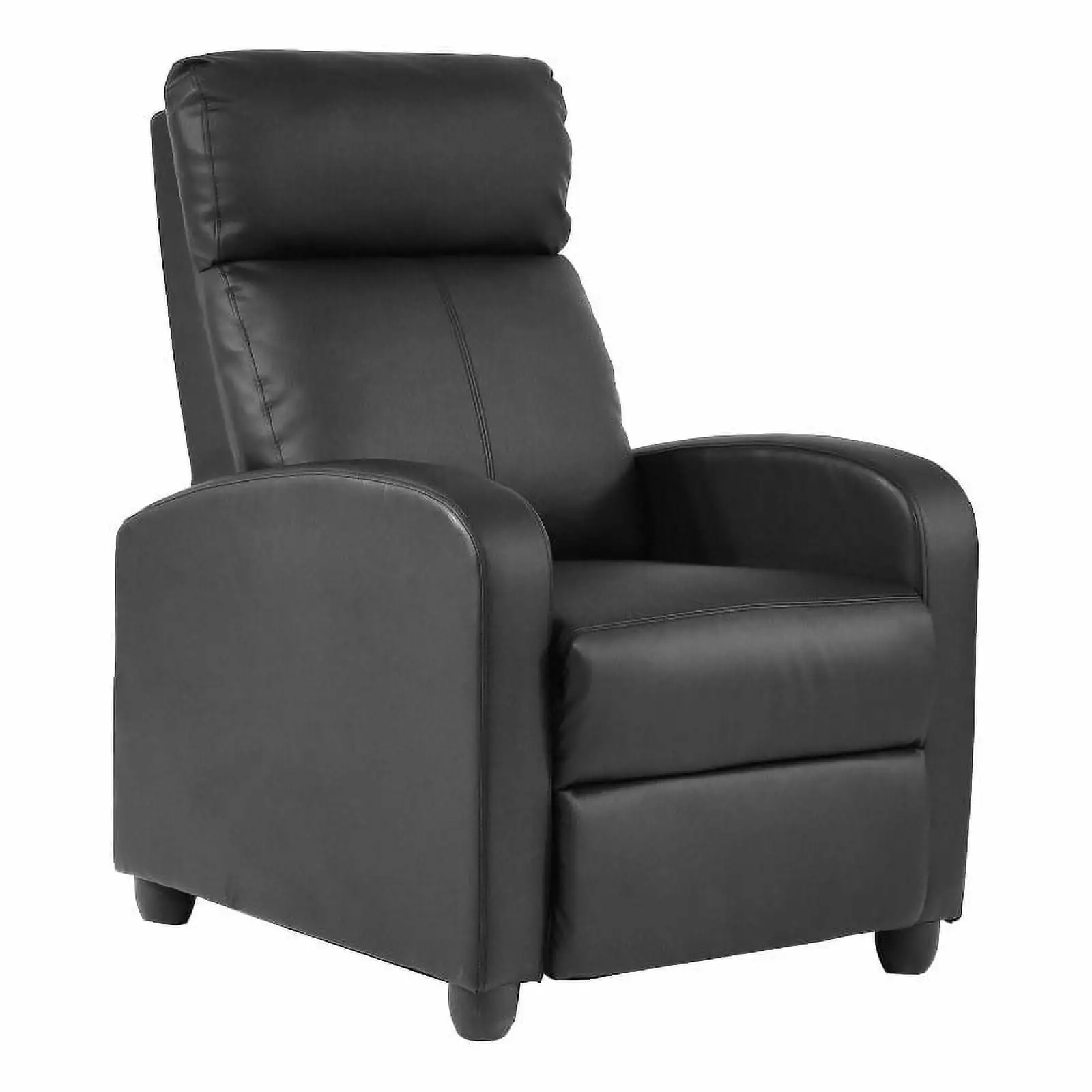 Bowery Hill Modern Faux Leather Massage Recliner Chair Black Living Room Sofa