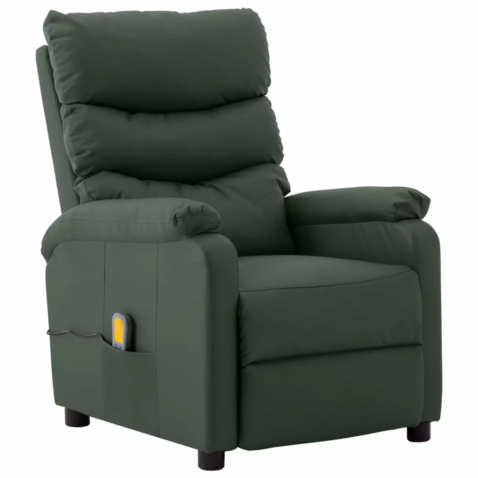 Massage Reclining Chair Gray Faux Leather - Comfortable Lounge Chair Massage Function Dcenta