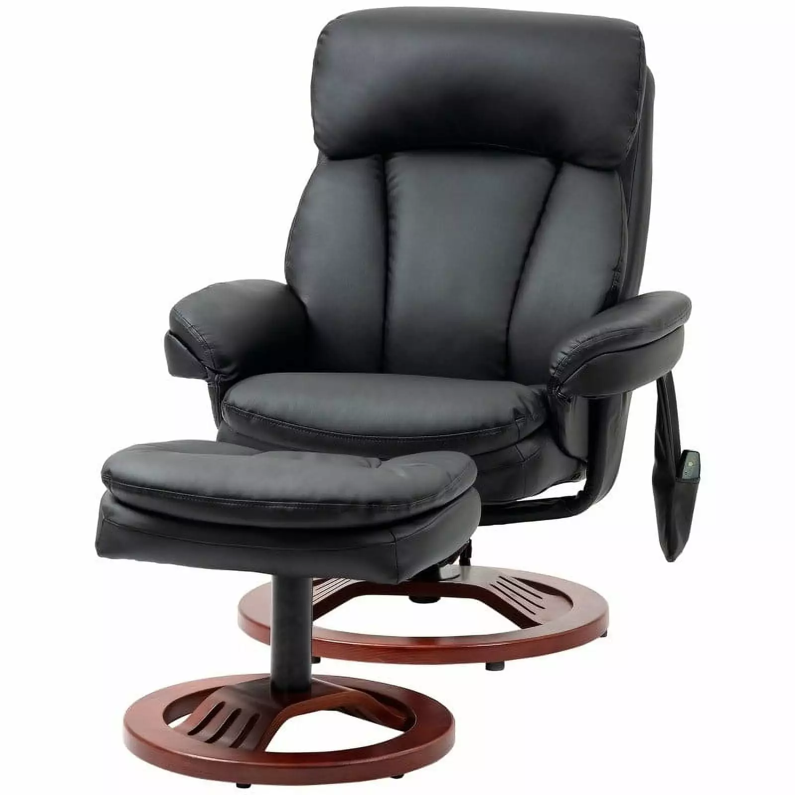 Adjustable Black Faux Leather Electric Massage Recliner Chair Ottoman - Remote Control Comfort Fast Furnishing