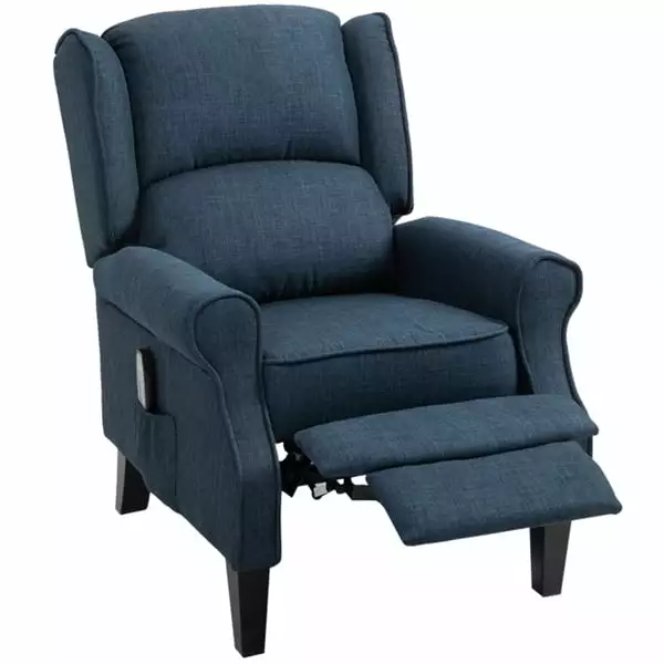 Fithood Dark Blue Massage Recliner Chair Wingback Sofa Vibration Heat Push Back