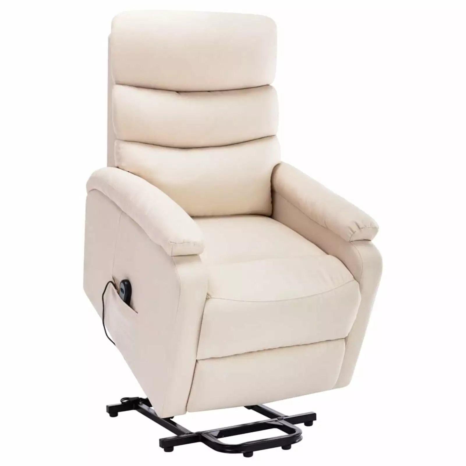 Anself Power Lift Chair Extended Footrest Remote Control Massage Chair Cream Fabric iKayaa