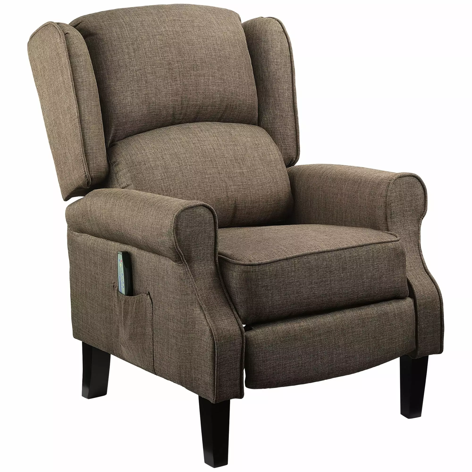Massage Recliner Sofa Heat Function Remote Control Brown Jamini