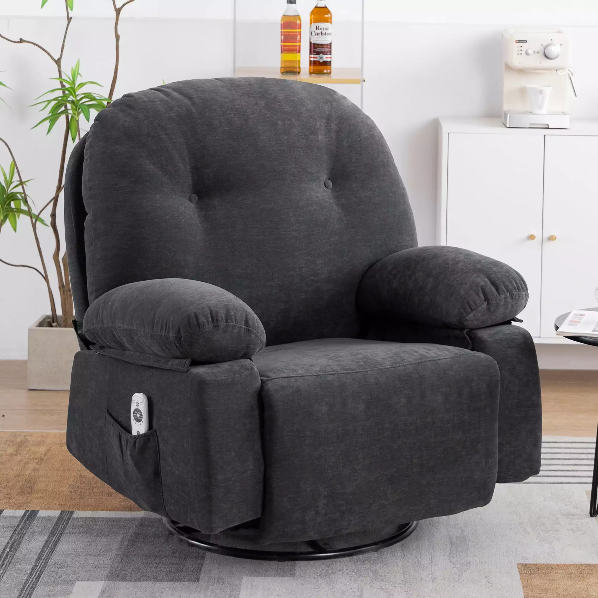 Modern Chenille Recliner Chairs Swivel Massage Rocker Recliner Heat None