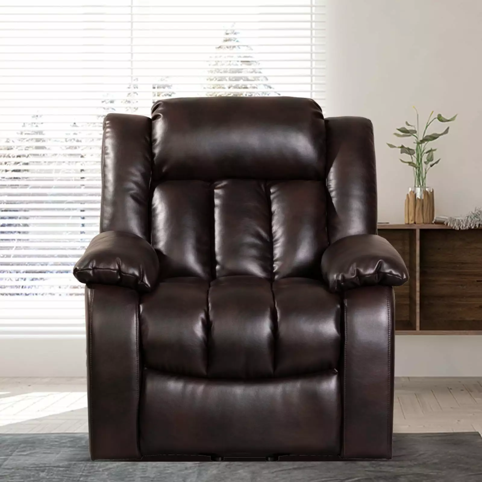 Electric Lift Chair Recliner Red Brown Massage Heating and USB Charging Port Elderly Ponnky