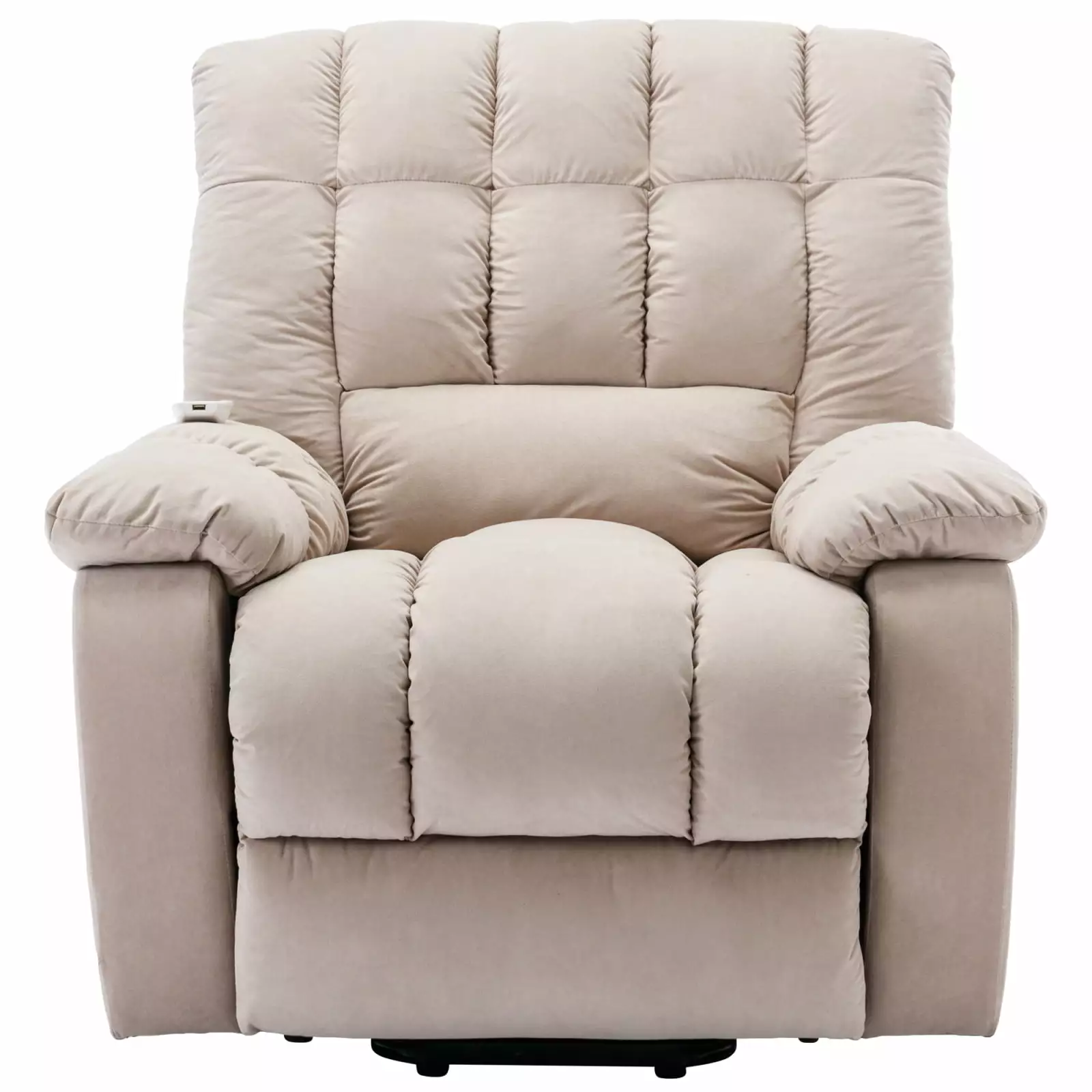 Massage Recliner Chair Electric Power Lift and Heat Features - Beige Velvet Material Ponnky