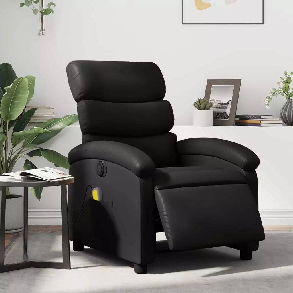 vidaXL Electric Massage Recliner Chair Black Faux Leather
