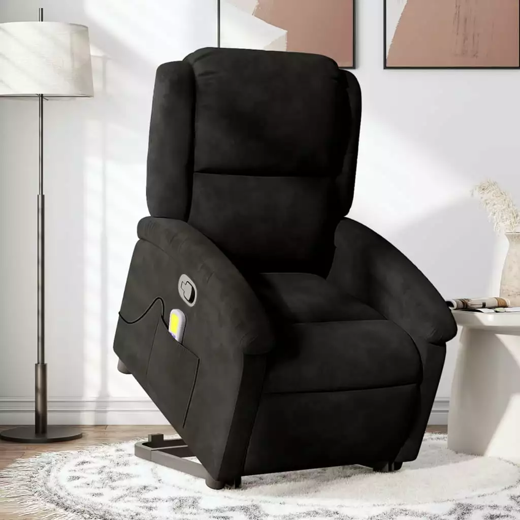 vidaXL Stand Up Massage Recliner Chair Black Velvet