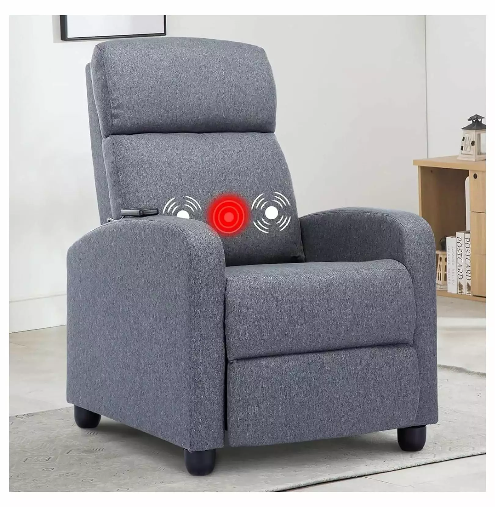 ZHAOTONG Fabric Massage Recliner Chair - Light Grey Winback Recliner Home Theater