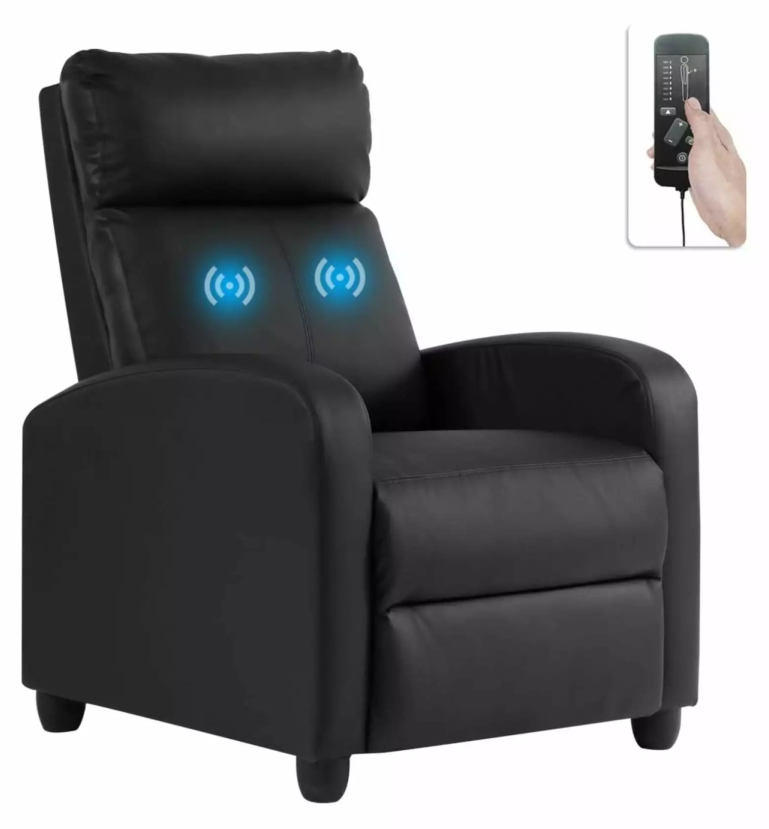 ZHAOTONG Lazy Recliner Massage Recliner Chair - Black PU Leather Modern Lounge Chair