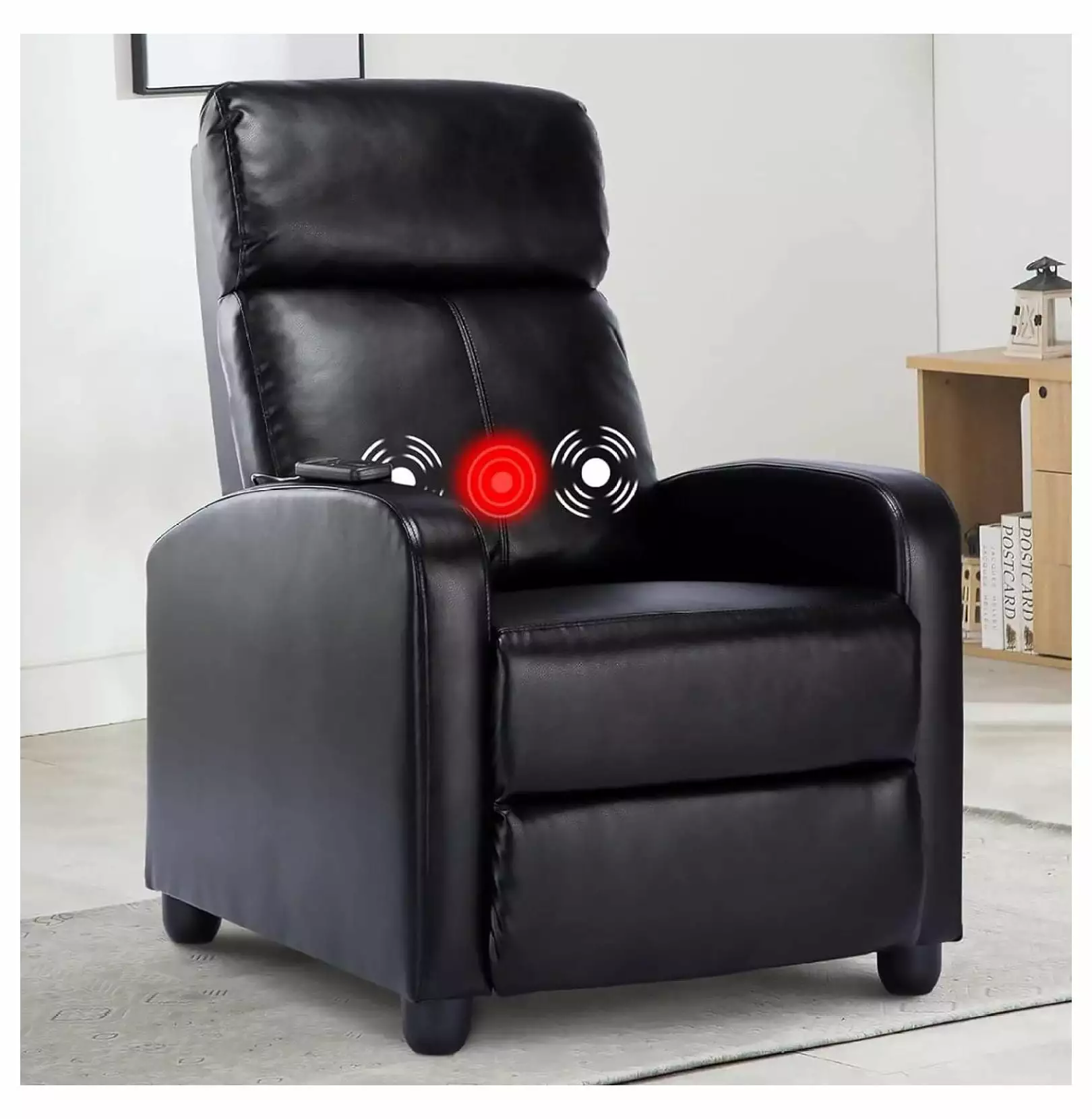 ZHAOTONG PU Leather Massage Recliner Chair - Black Winback Recliner Living Room