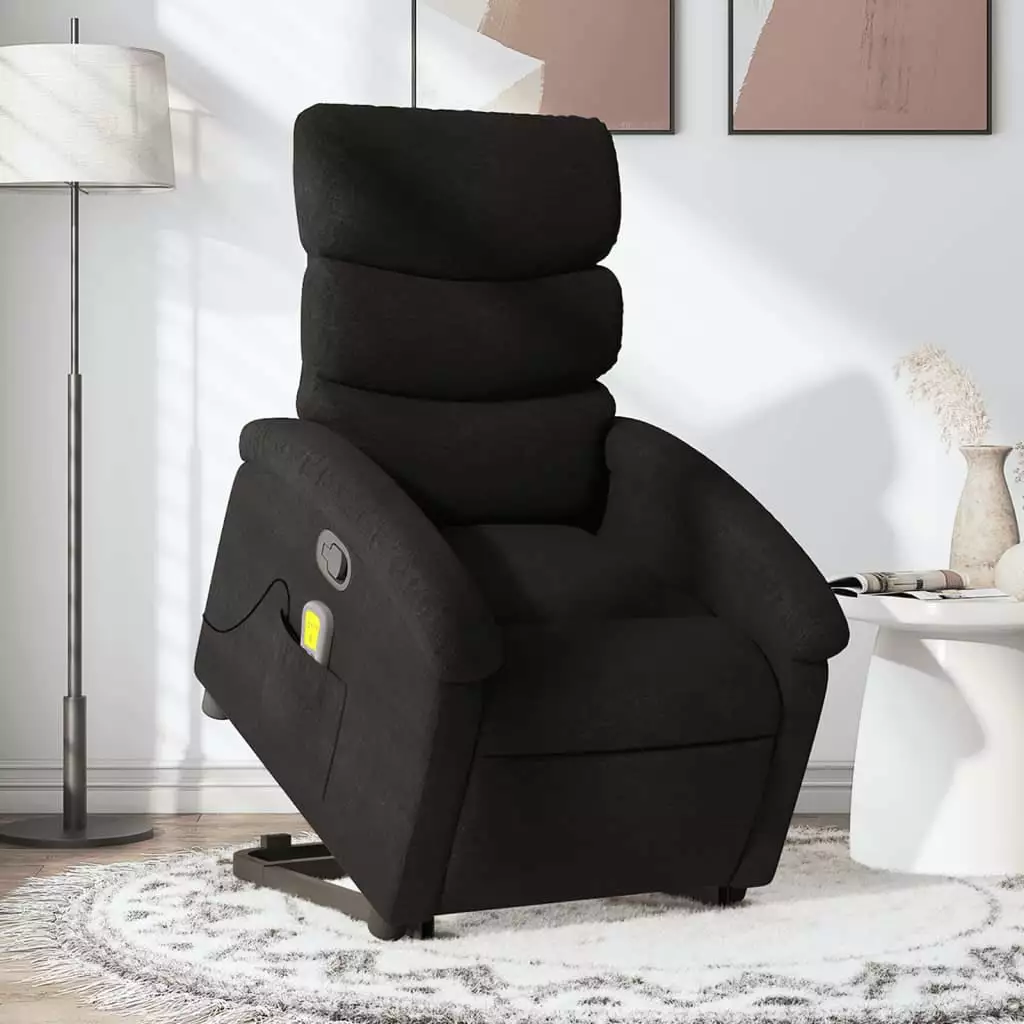 vidaXL Stand Up Massage Recliner Chair Black Fabric Lift Assist