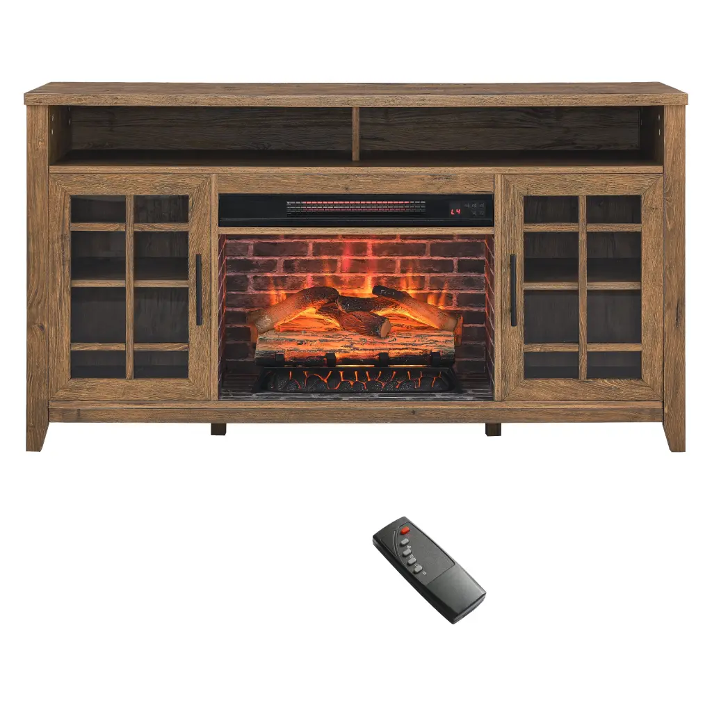 55 Inch TV Media Stand Electric Fireplace and KD Inserts Heater cambridge electrical manufacturing