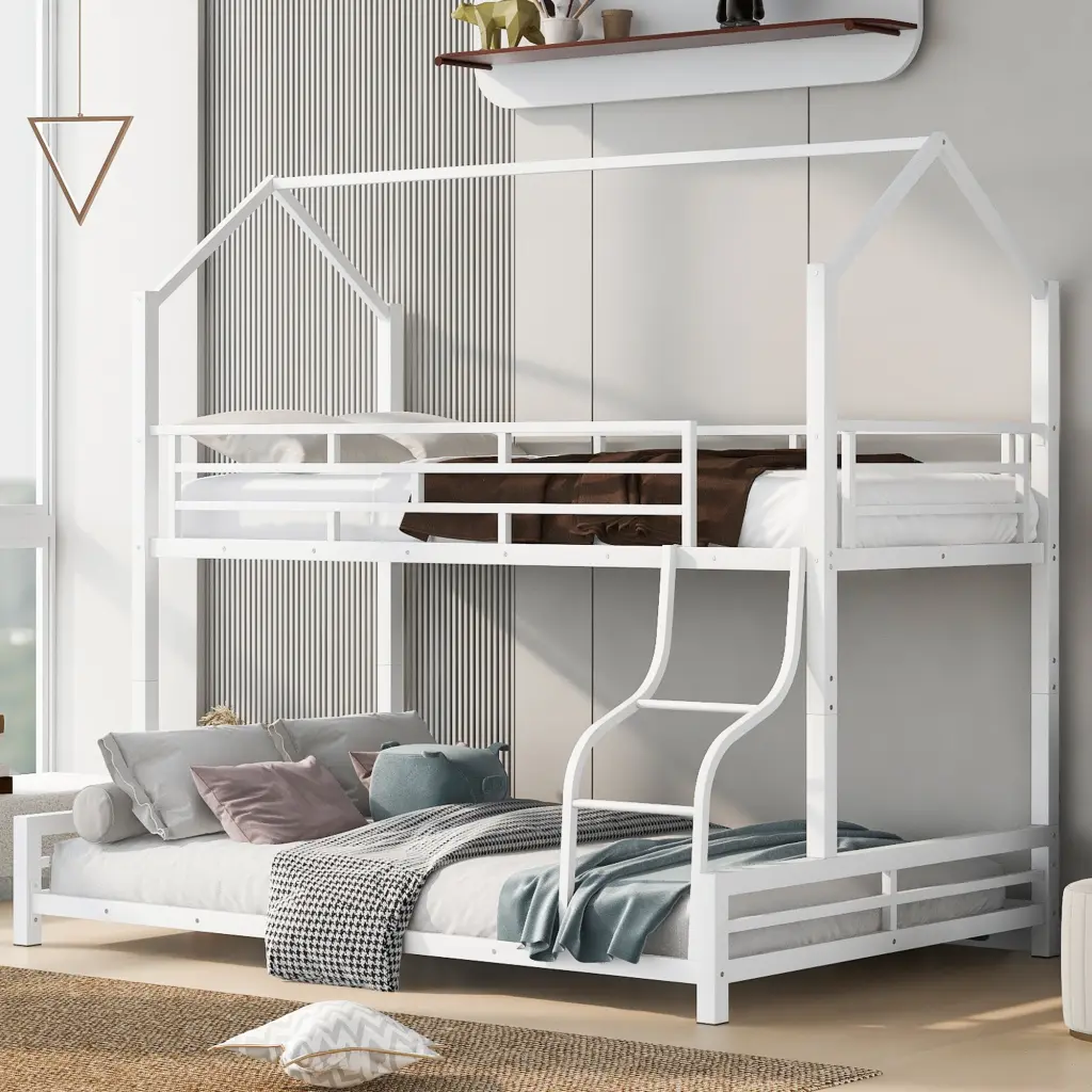 White Metal Bunk Bed Twin Over Full wm dreamland