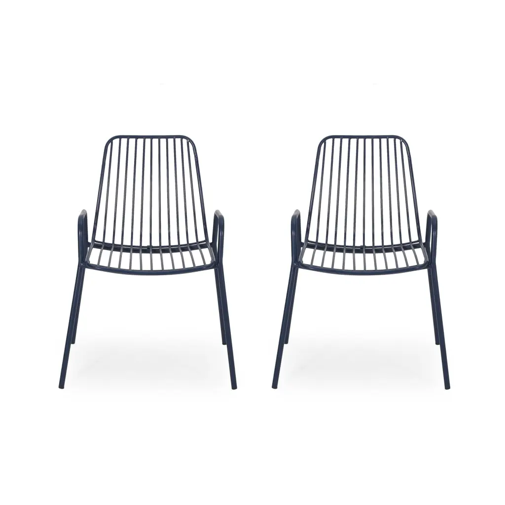 Omaha Chair Set 2 Navy Blue Iron nh-perfect home