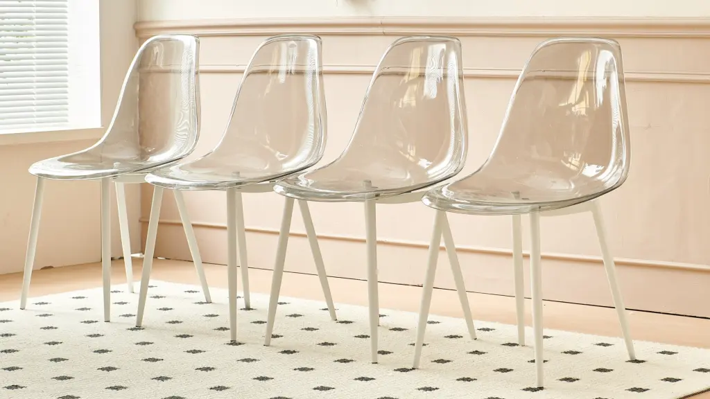 Dining Chair Set 4 Metal Leg Plastic Seat Transparent Grey Iron rnb