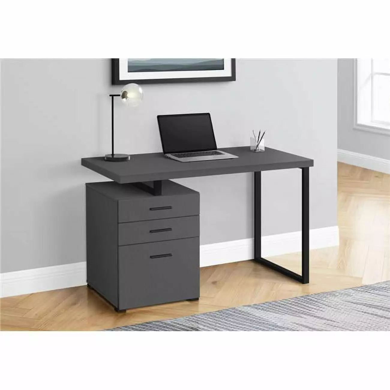 Monarch Specialties 48 Left Right Metal Computer Desk Modern Grey Black