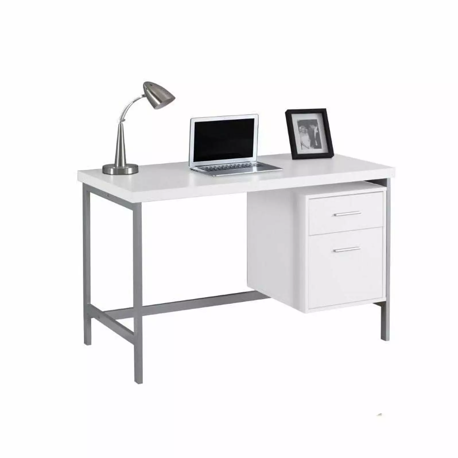 Scranton & Co 48 Inch White Metal Computer Desk Compact Home Office Desk