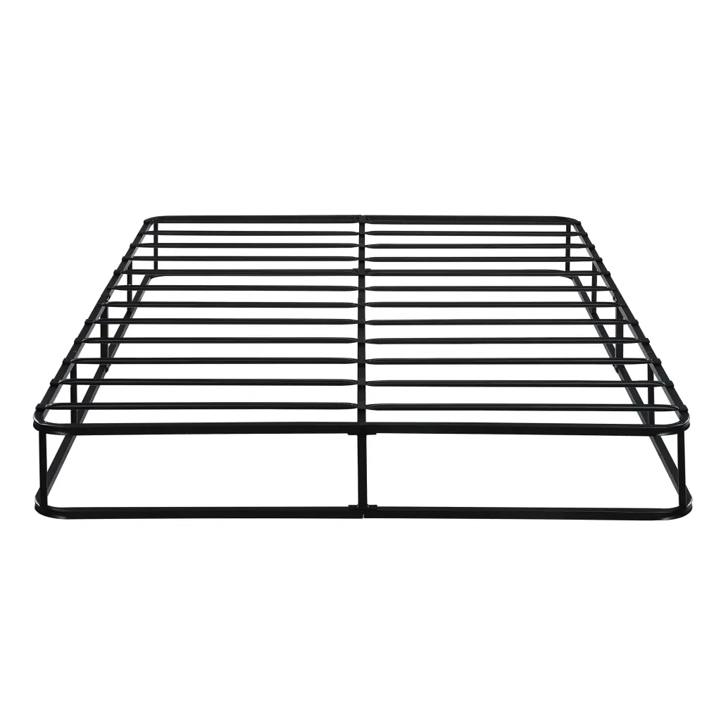 Queen Mattress Foundation 1Pc Black Metal Frame Textured Fabric kanepe
