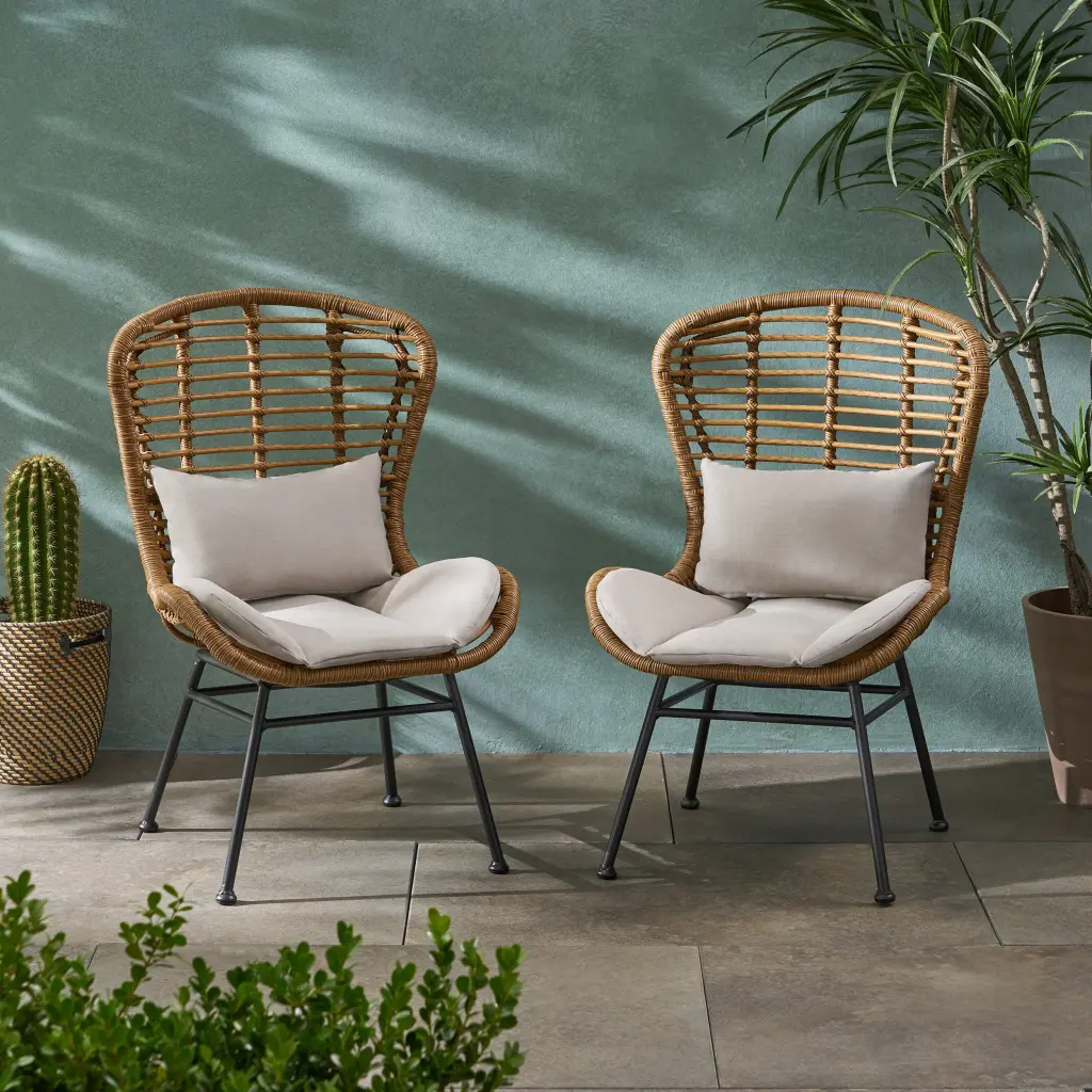 La Habra Chair Beige Brown Iron and Plastic Frame nh-sunfay