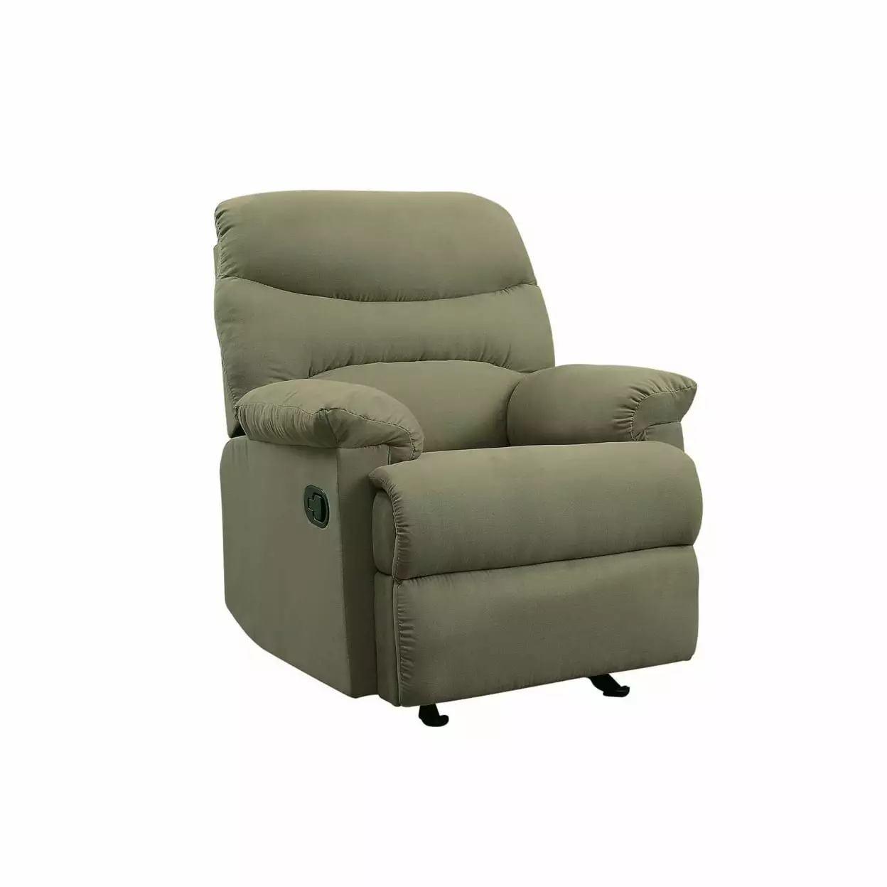 Deby 35 Inch Modern Sage Green Microfiber Recliner Chair Foam Cushioned Seat Saltoro Sherpi