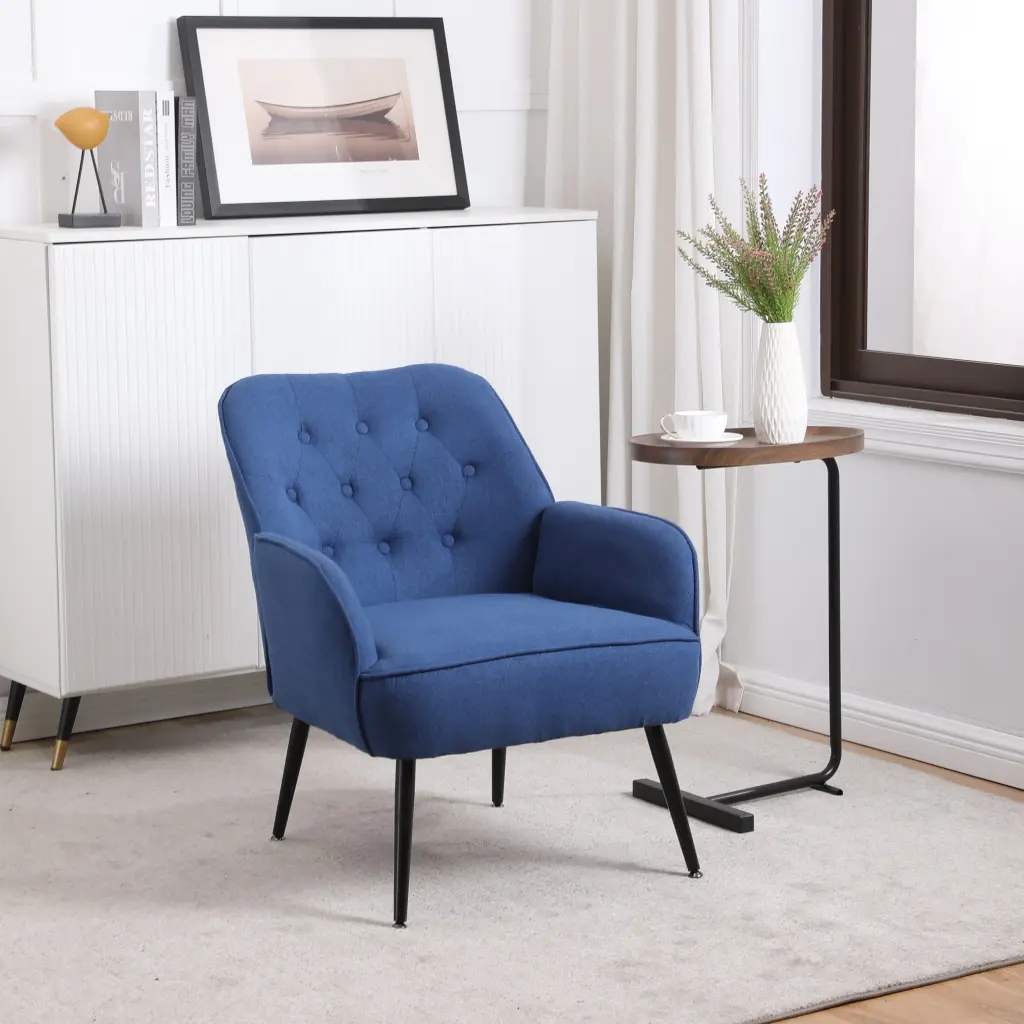 Modern Mid Century Chair Linen Sherpa Armchair Living Room Bedroom xr-1361