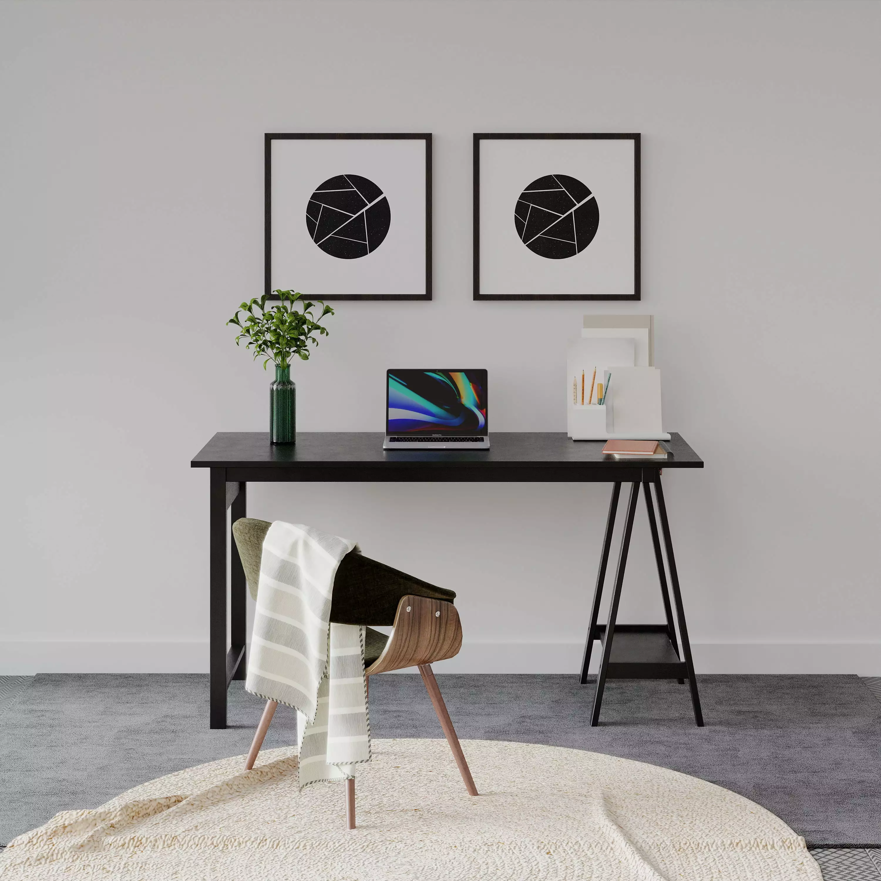 DG Casa Marine Black Mid Century 55 Desk