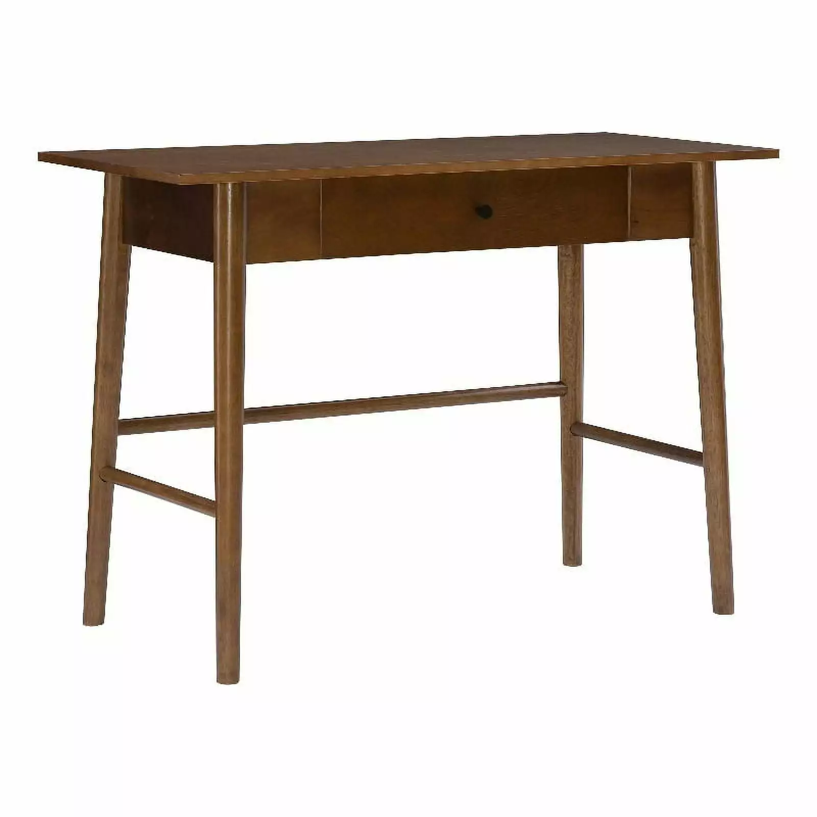 Pemberly Row 1-Drawer Mid-Century Wood Desk w/ Rounded Legs Warm Walnut