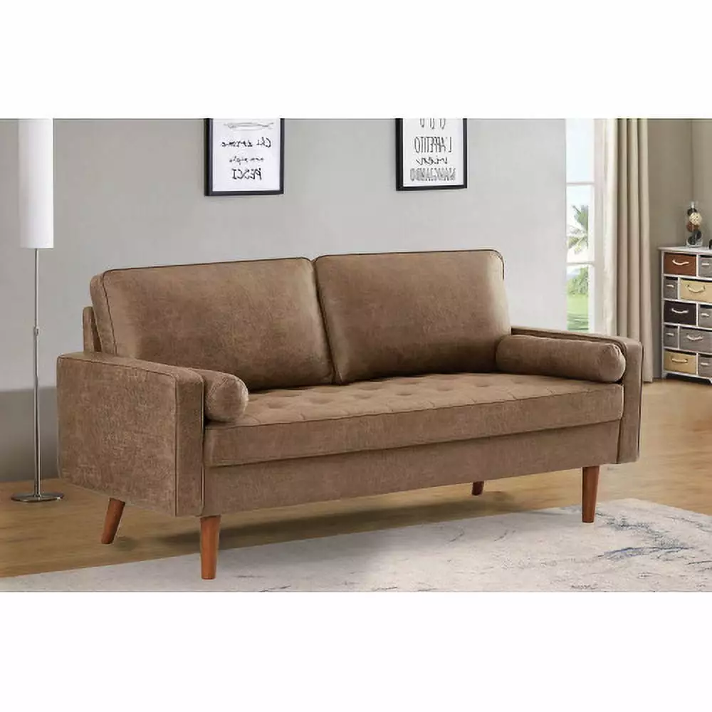 Mid Century Modern Sofa Button Tufted Cushions and Track Armrests BESTTOONE