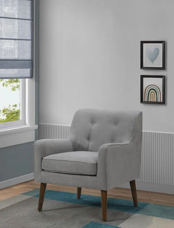 Ryder 25" Mid Century Modern Steel Gray Woven Fabric Tufted Armchair lilola home