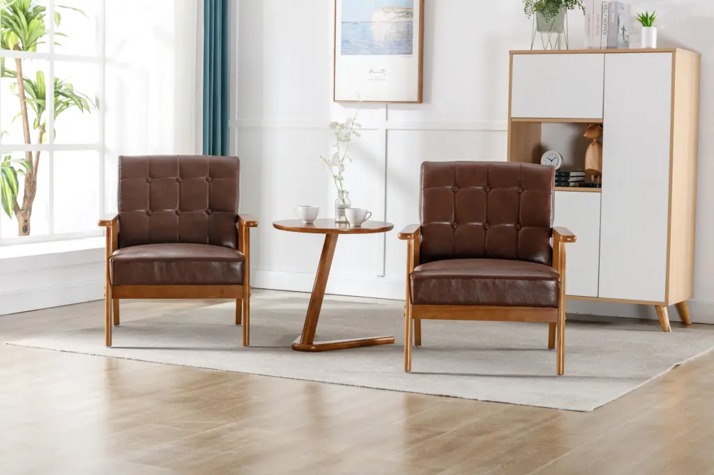 Mid Century Modern Accent Chairs Set 2 Side Table w1539 coolmore