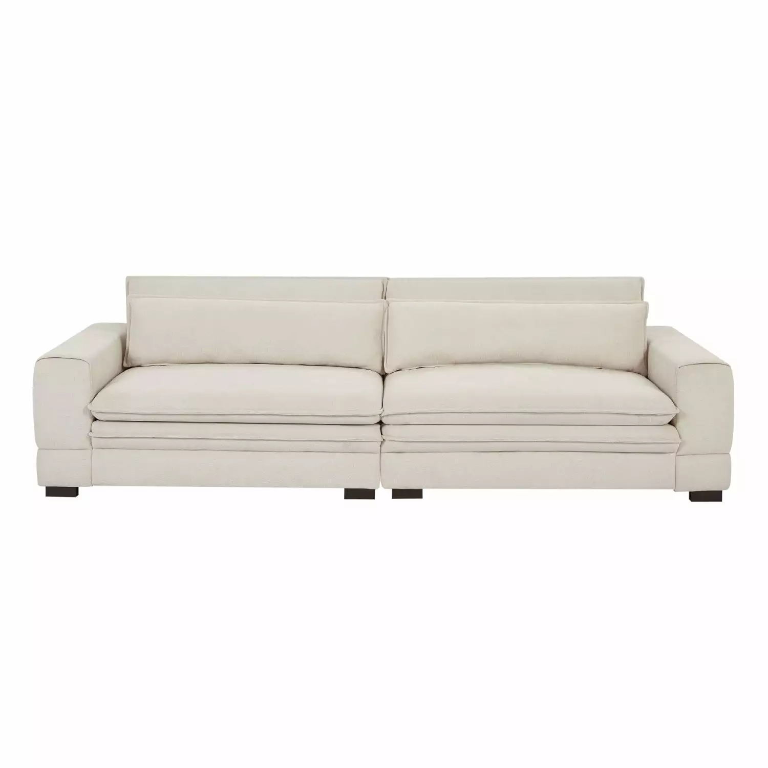 Mid-Century Modern Beige Upholstered Sofa Stylish Comfortable Living Room Bedroom Seating Ponnky