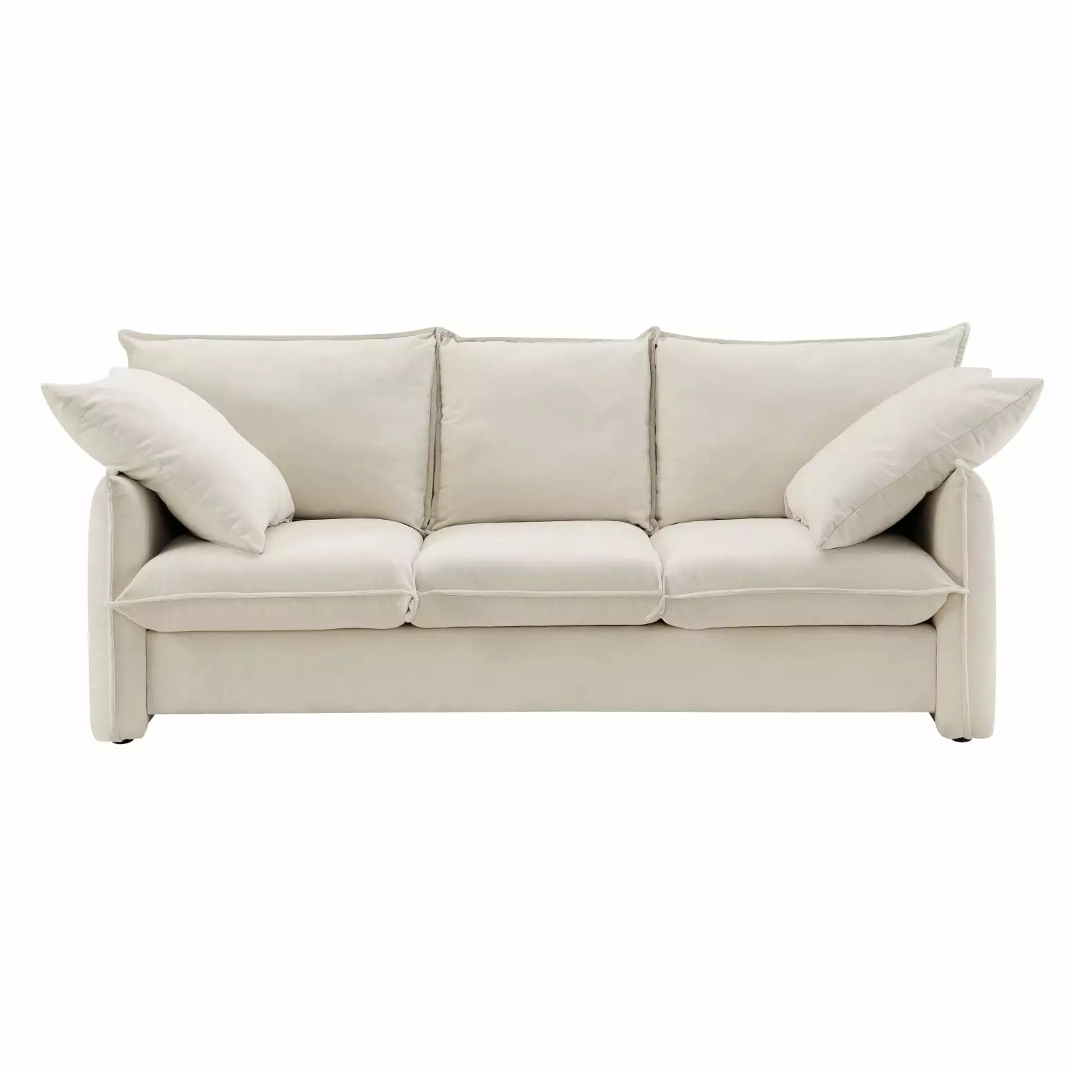 Mid-Century 3-Seater Beige Sofa Elegant Lounge Couch Modern Design Wodine