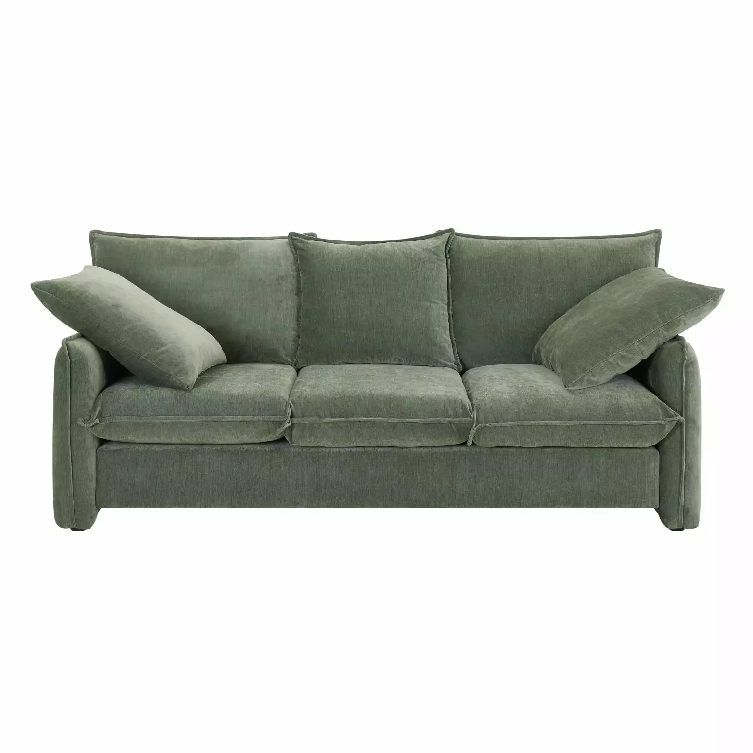 Mid-Century 3-Seater Green Sofa Cozy Couch Modern Living Room Wodine