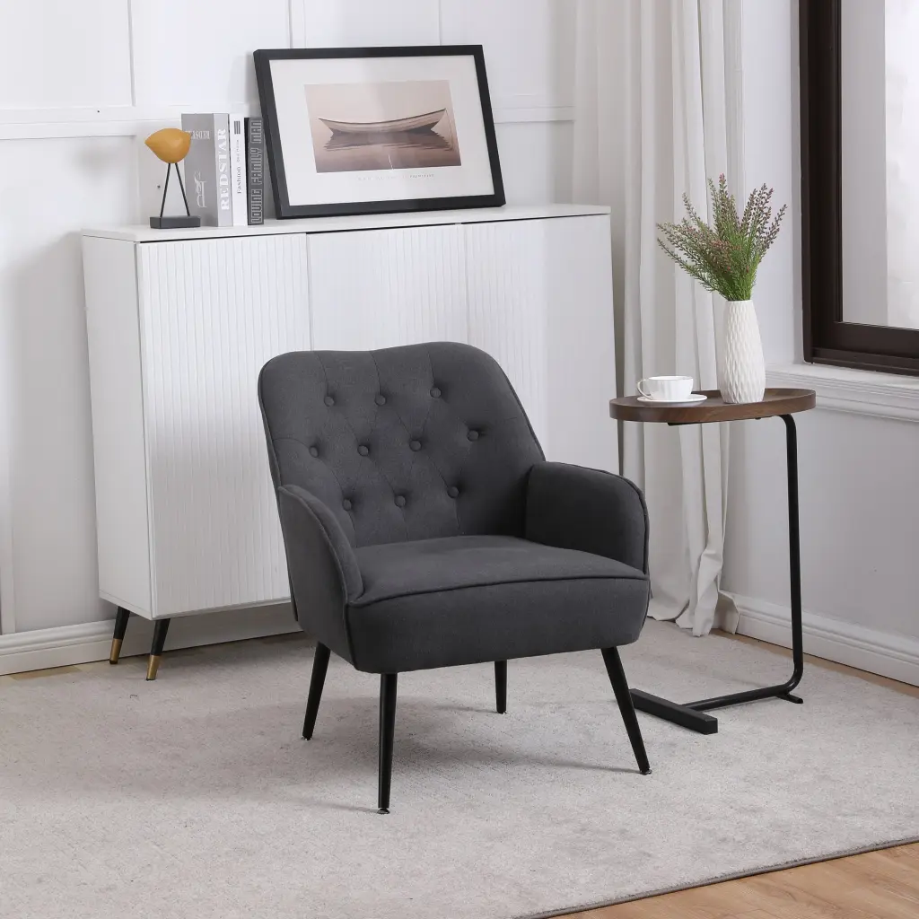 Modern Mid Century Linen Sherpa Armchair Living Room Bedroom xr-1361