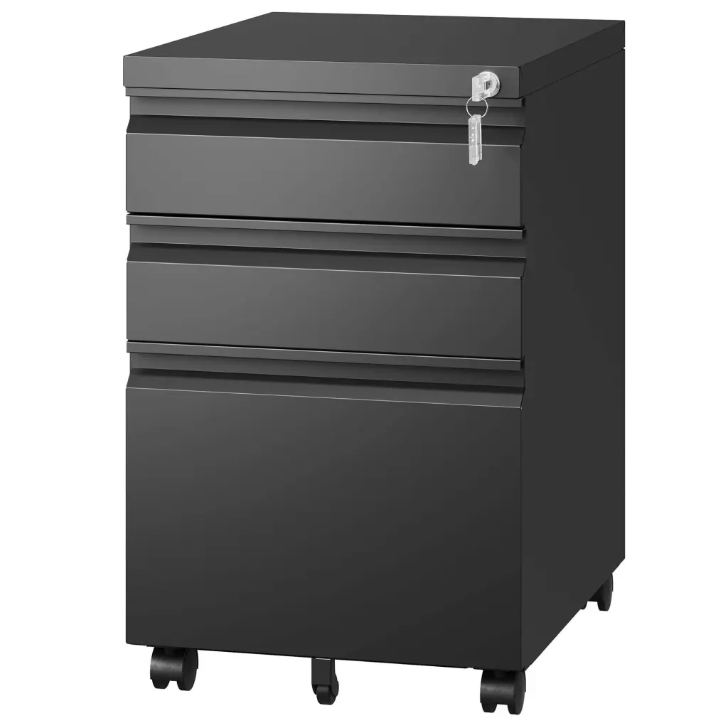 3 Drawer Mobile File Cabinet Lock Metal Filing Cabinet Home Office makeace art home furniture