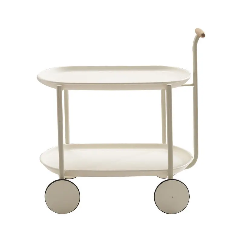 Movable Small Pushcart Minimalist Style Coffee Table Storage Cart Double Shelf d-n furniture
