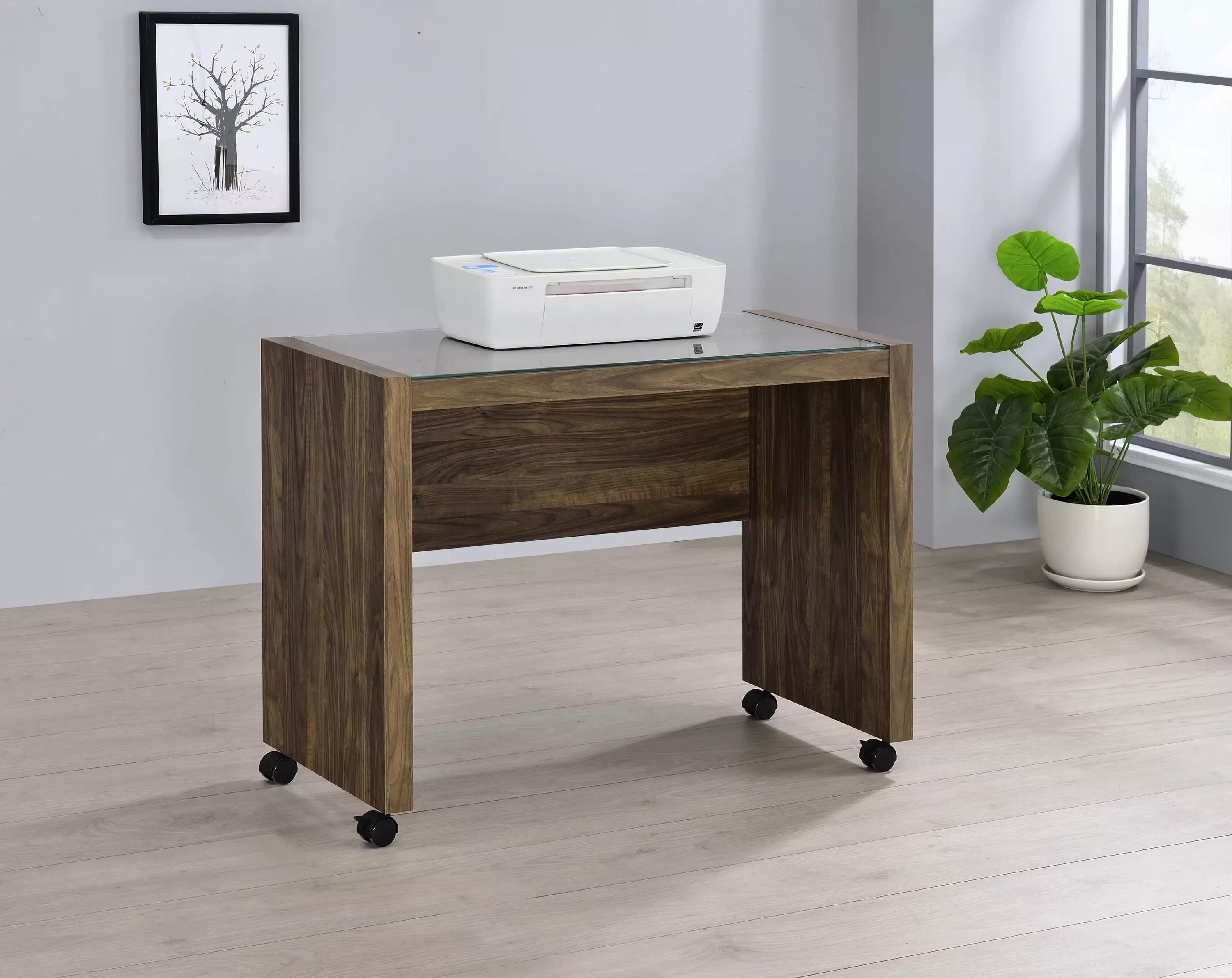Luetta Rectangular Mobile Return Casters Aged Walnut Coaster Company