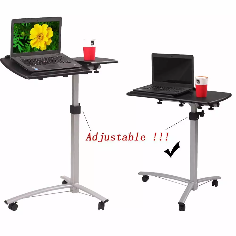Zimtown Adjustable Computer Desk Mobile Laptop Desk Bed Sofa Black FCH