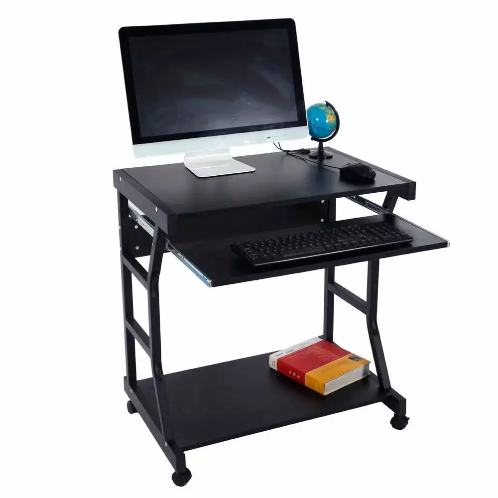 IVV Movable Computer Desk Keyboard Slide 4 Wheels Black Home Office