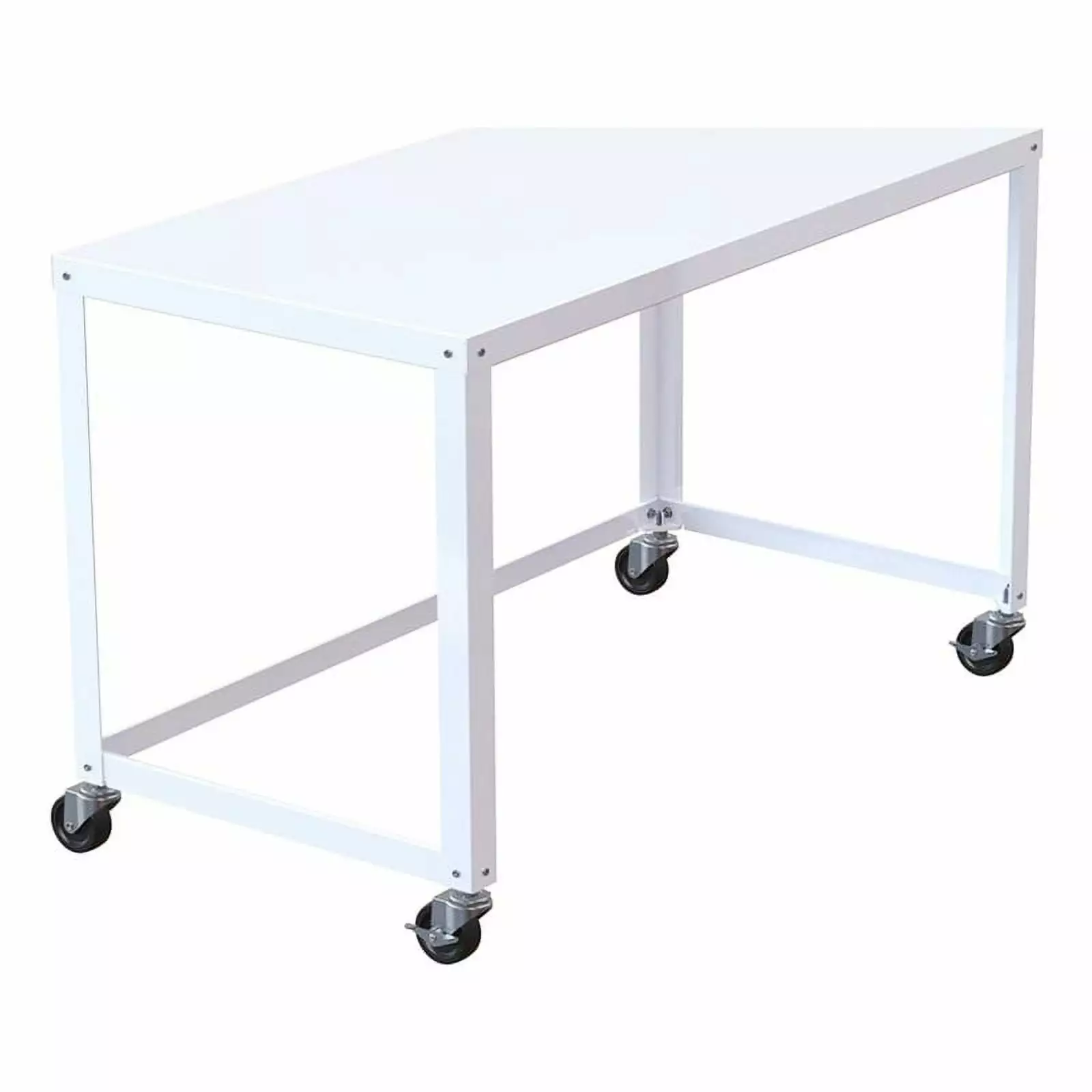 Pemberly Row 48 Modern Durable Metal 2 Casters Mobile Desk White