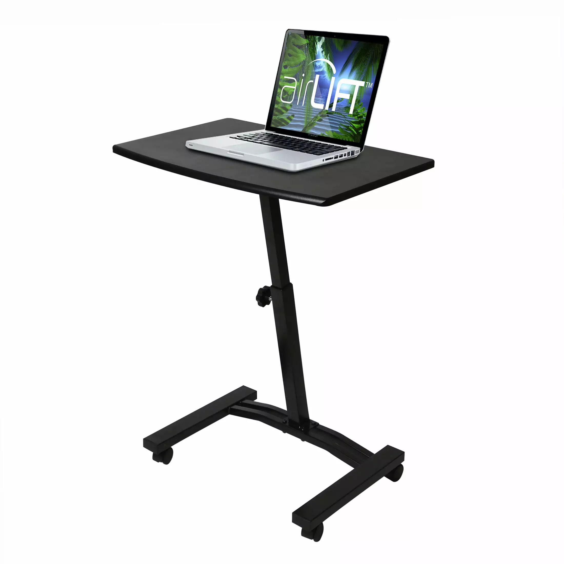 Seville Classics Black Mobile Laptop Computer Desk Cart Height-Adjustable 20.5 to 33