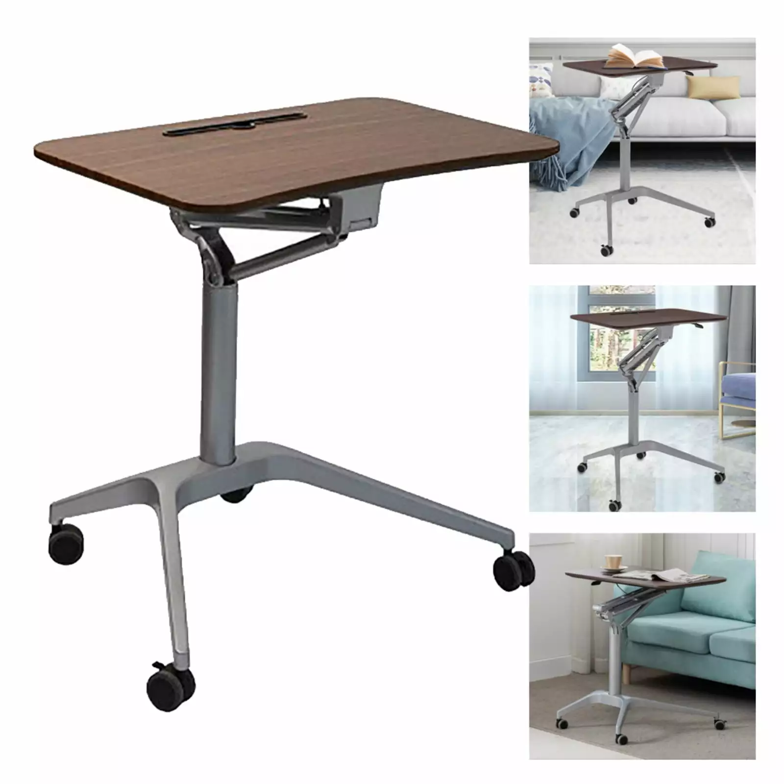 Standing Desk Height Adjustable Desk Mobile Standing Desk Rolling Adjustable Laptop Cart Home Office Small Computer Desk R...