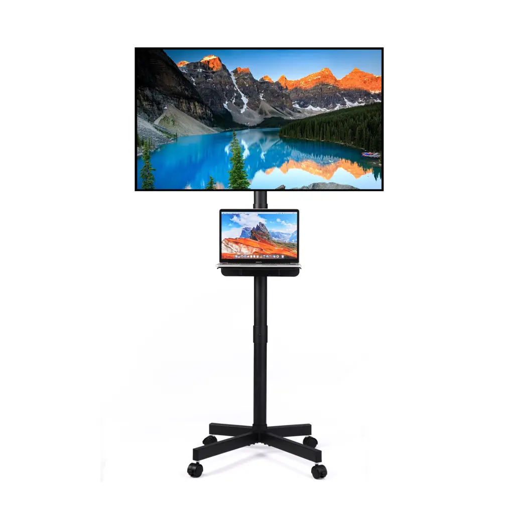 Mobile TV Stand On Wheels Height Adjustable Tilt Rolling TV Stand rnb