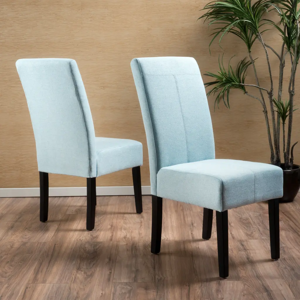 Pertica KD Dining Chair Light Blue Fabric Modern Kitchen Chair nh-purenest