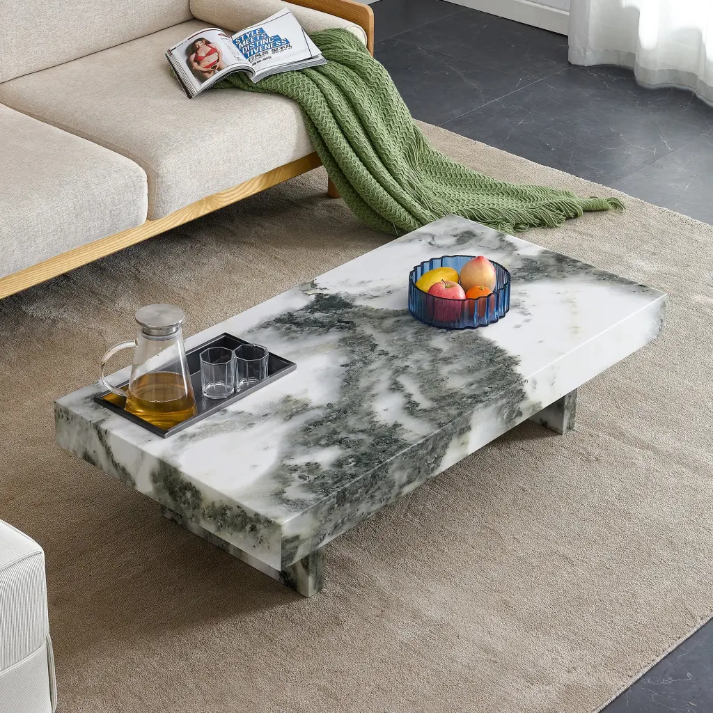 Modern Functional Coffee Table Black and White Patterns MDF Top Living Room Furniture droom w-1151