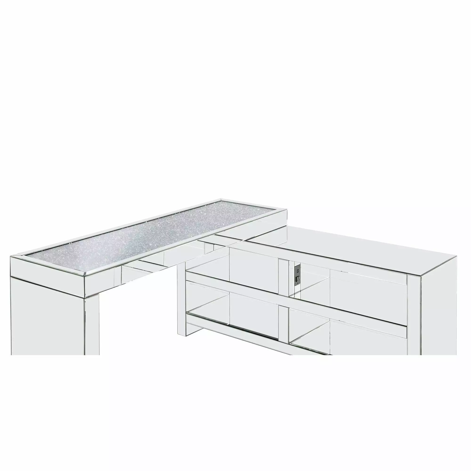 Modern Mirrored Faux Diamonds Desk Acme Noralie 93118 Contemporary Home Office Table