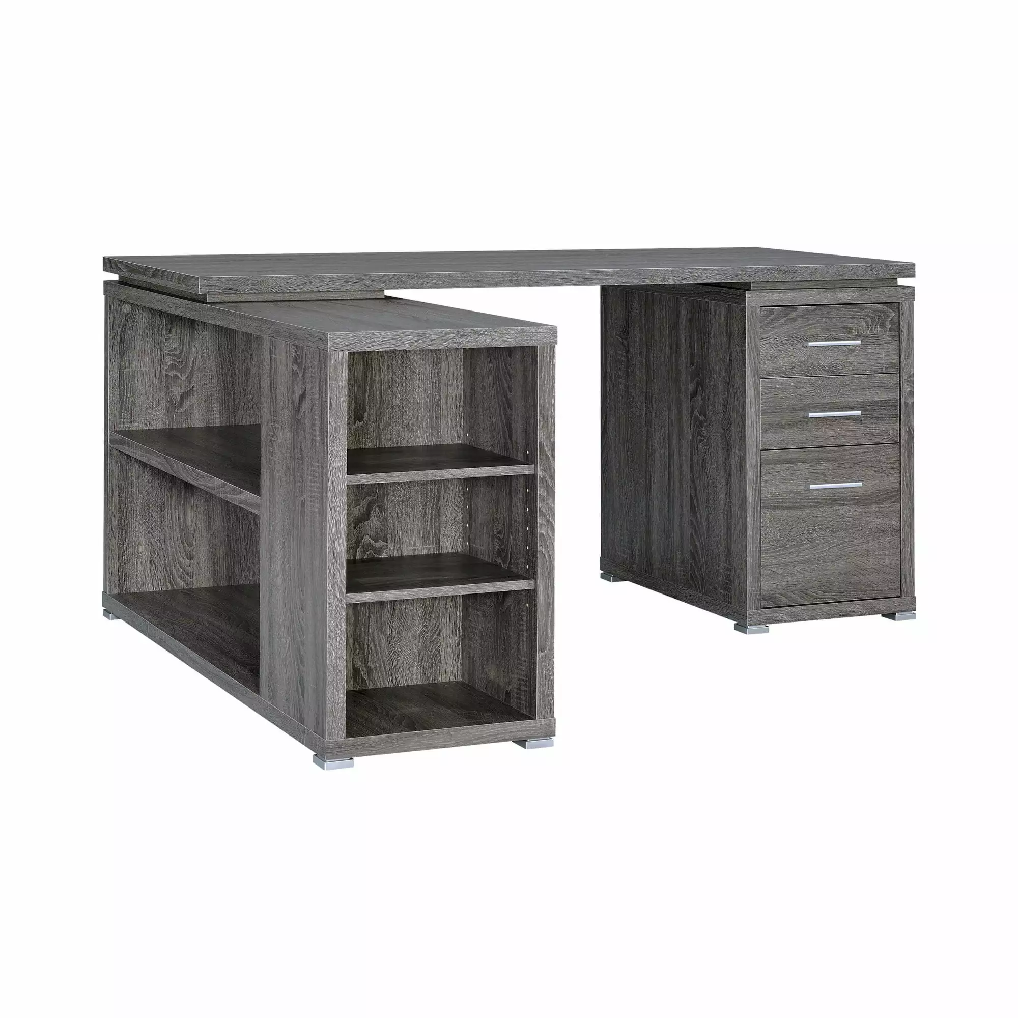Benzara Modern Style Wooden Office Desk Gray Contemporary Workspaces