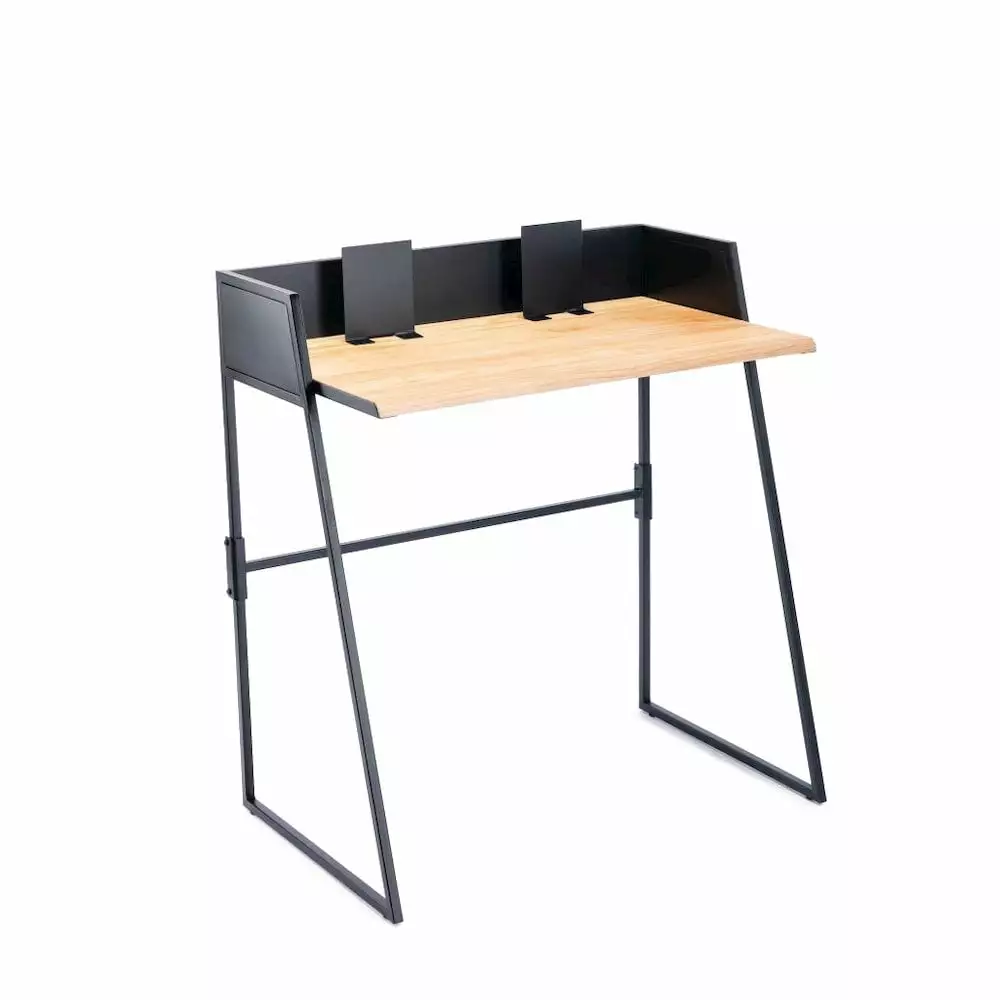 Boraam Aero Desk Set Natural Black Finish Modern Home Office Furniture