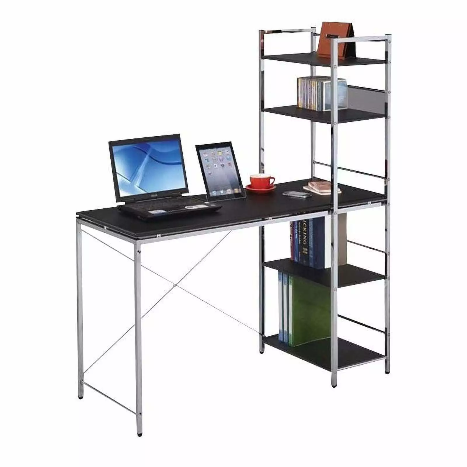 Bowery Hill Computer Desk Black and Chrome Finish